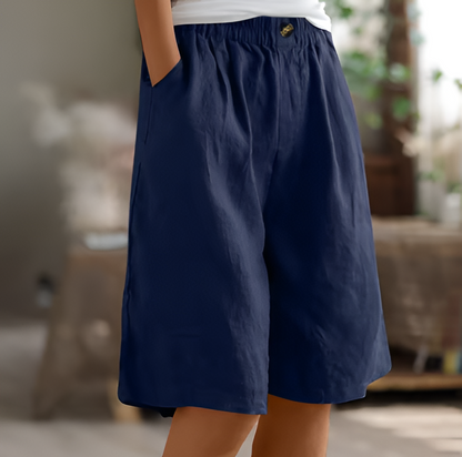 Relaxed Mid-Thigh Shorts with Elastic Waist