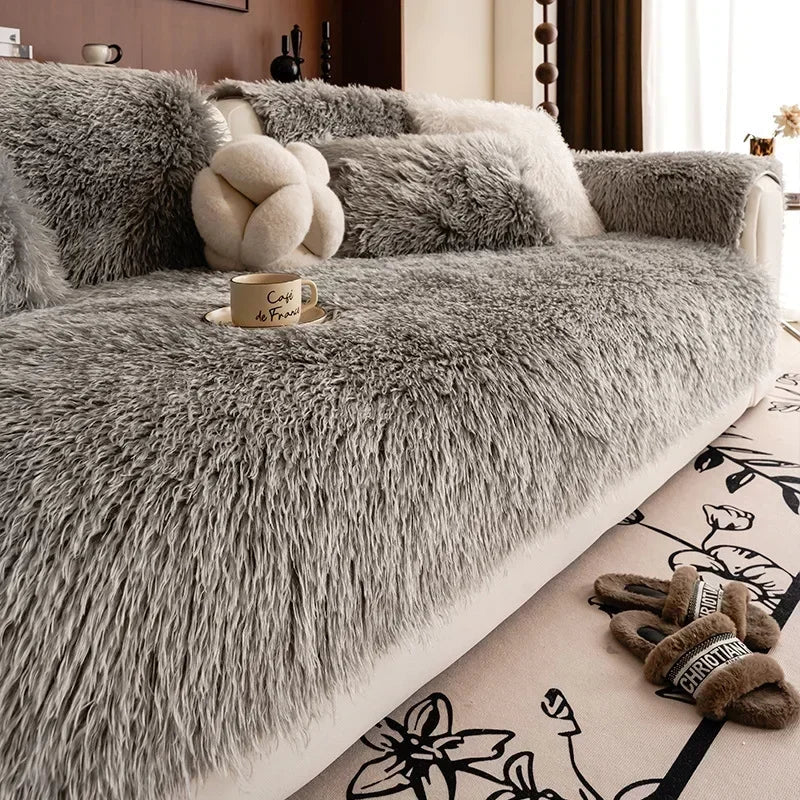 Stretch Faux Lambswool Sofa Cover