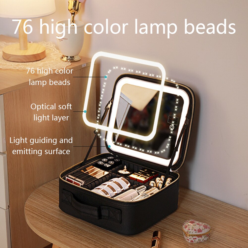 Makeup Organizer Case with LED Mirror