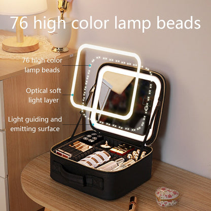 Makeup Organizer Case with LED Mirror