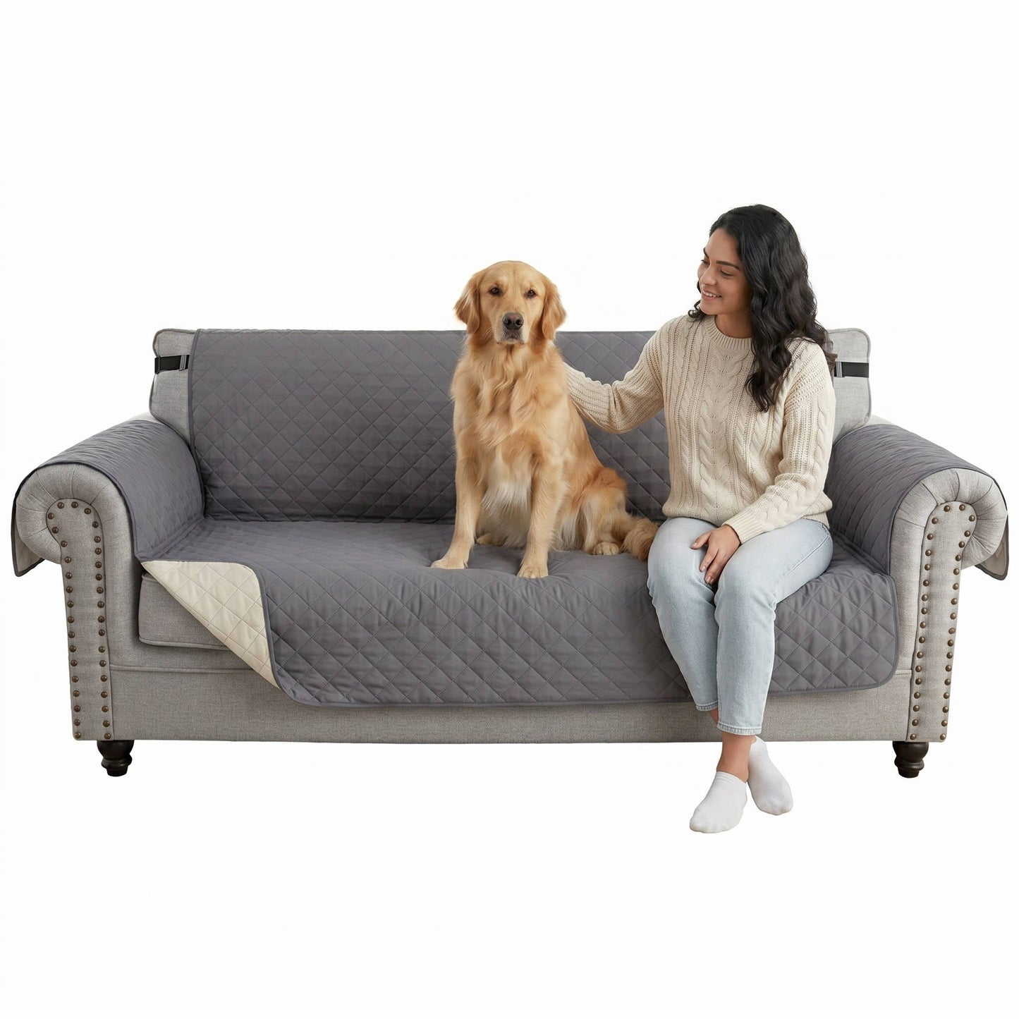 Reversible Sofa Cover for 3 Cushion Couch