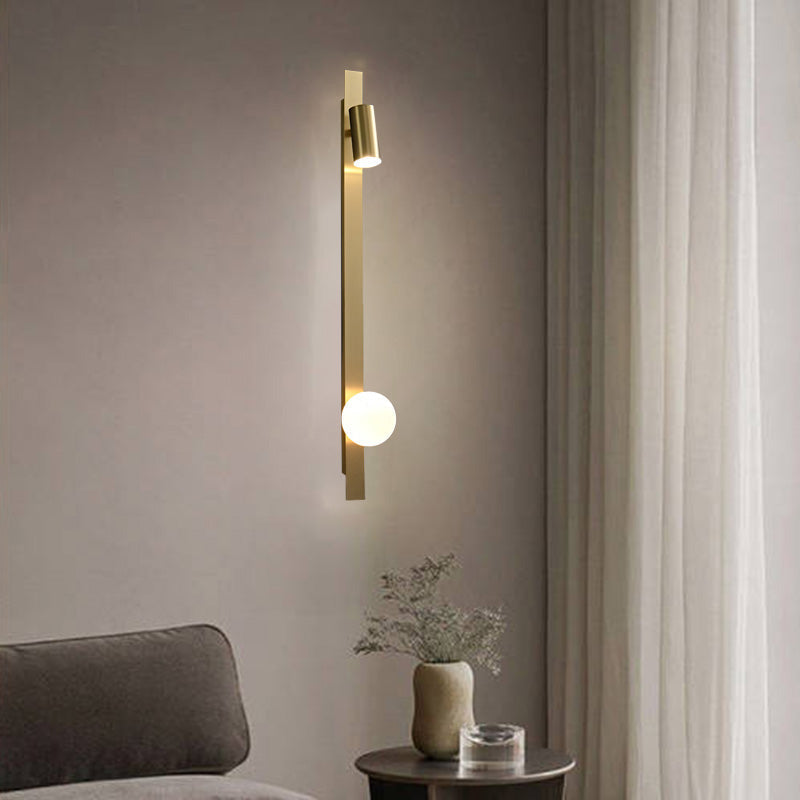Strip Round Ball Brass Glass LED Wall Sconce Lamp