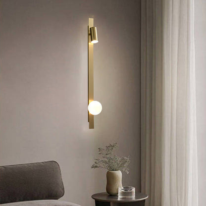 Strip Round Ball Brass Glass LED Wall Sconce Lamp