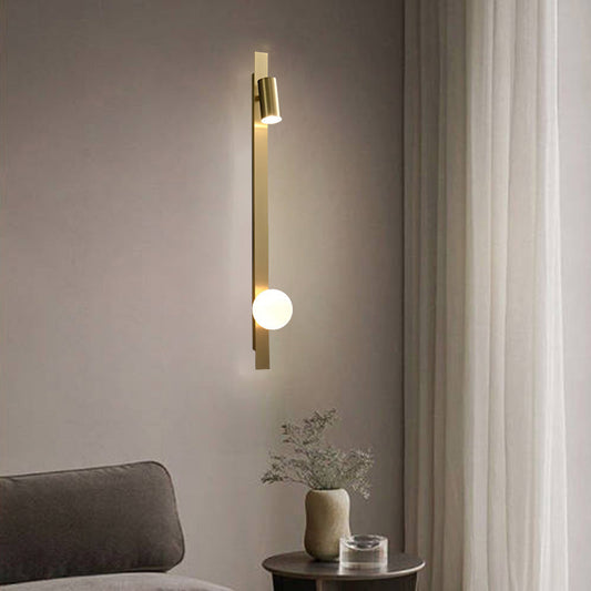 Strip Round Ball Brass Glass LED Wall Sconce Lamp