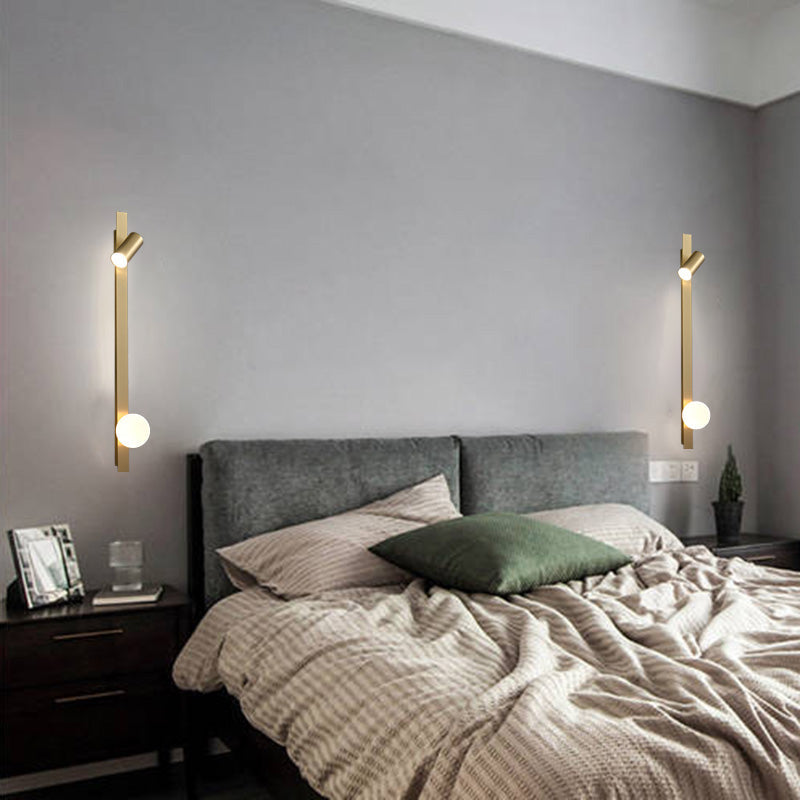 Strip Round Ball Brass Glass LED Wall Sconce Lamp