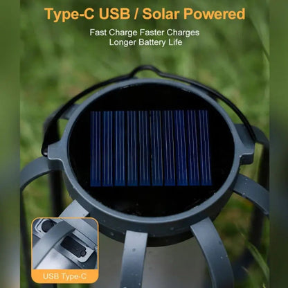 Solar Flame Lantern with Flickering LED Light