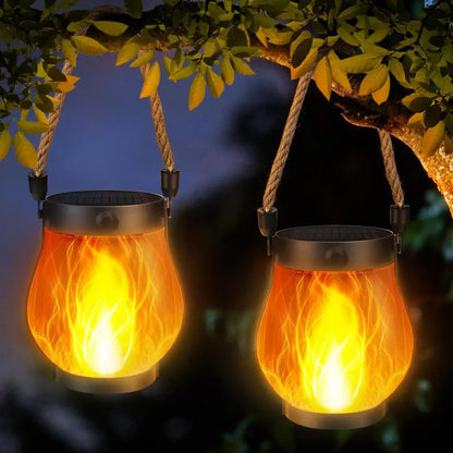 Outdoor Solar Lantern with Flickering Flame