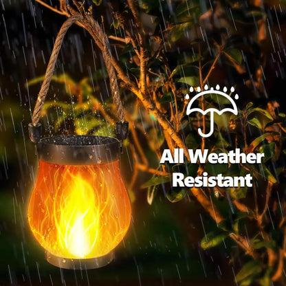 Outdoor Solar Lantern with Flickering Flame