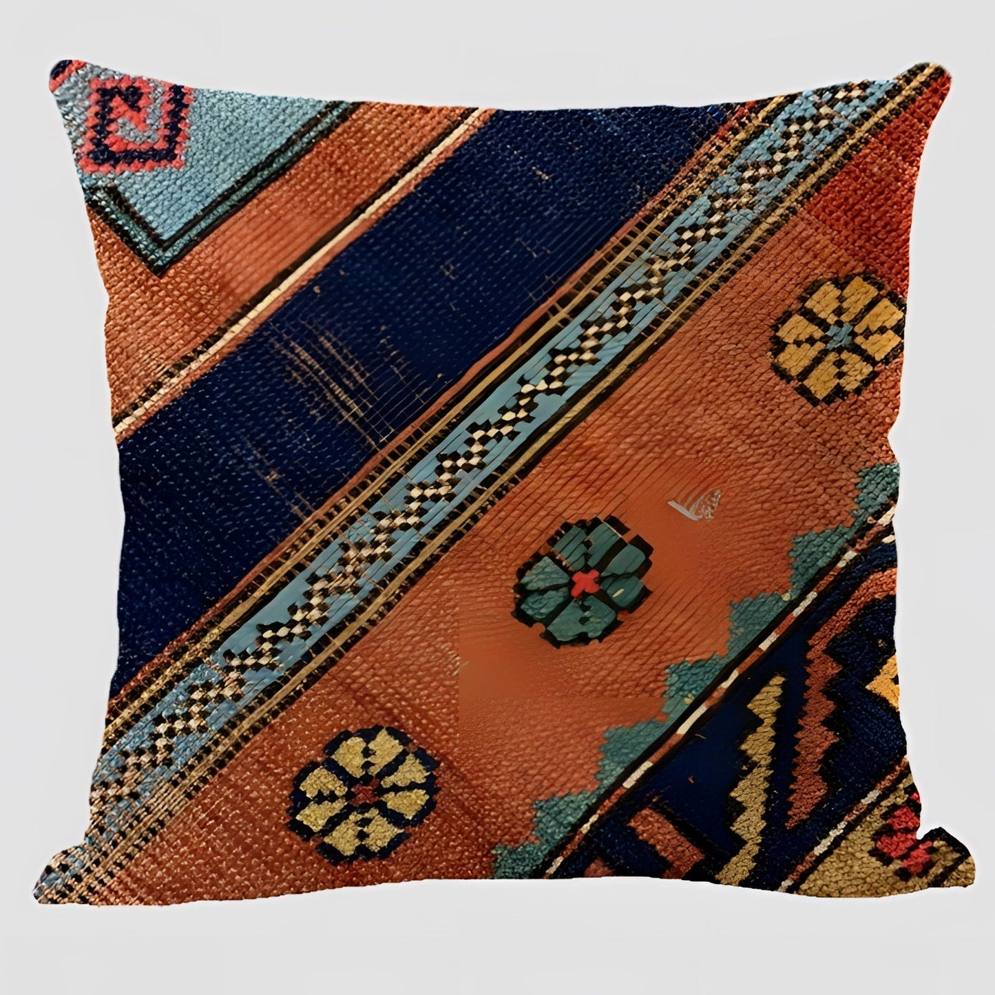 Bohemian Linen Cushion Cover, 17.7in Square