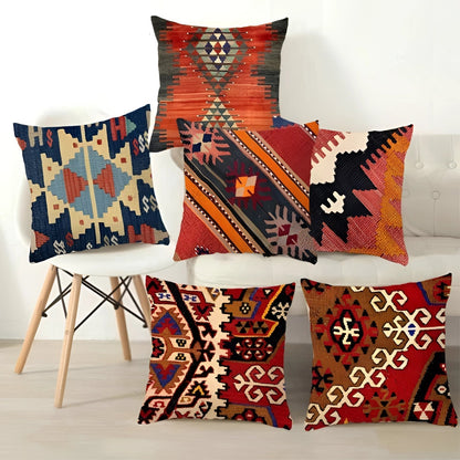 Bohemian Linen Cushion Cover, 17.7in Square