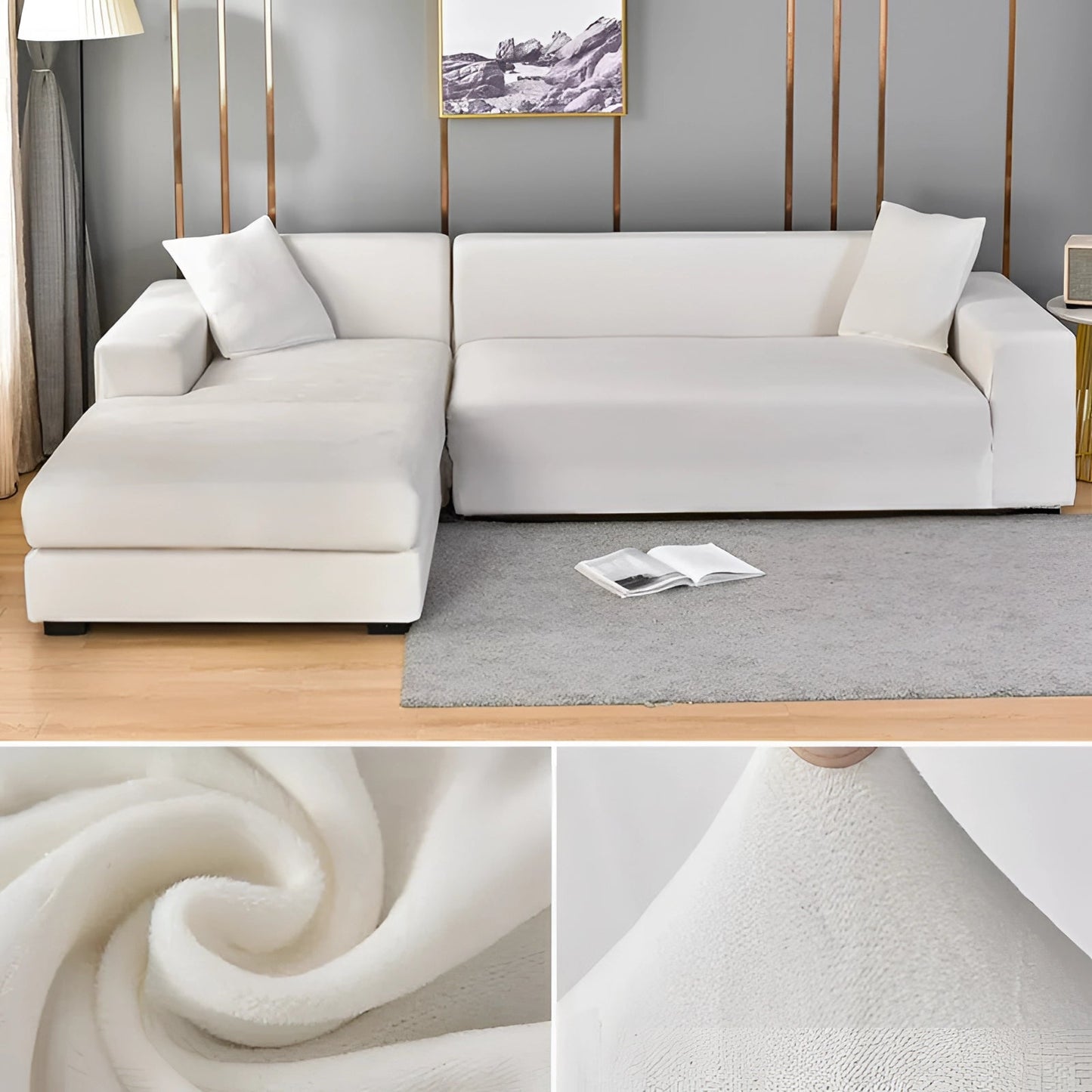 Velvet Sectional Sofa Cover, Machine Washable
