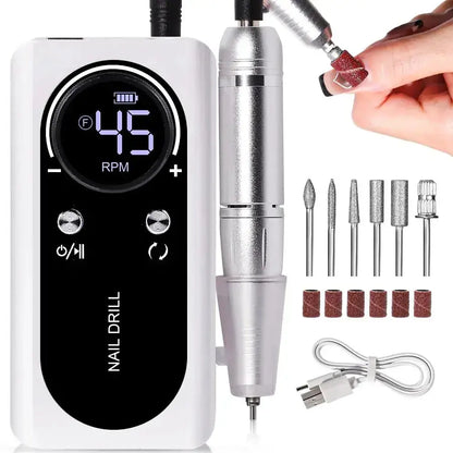 Electric Nail Drill with LED Display, 45,000 RPM