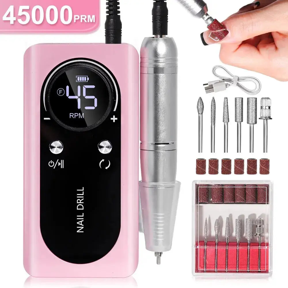 Electric Nail Drill with LED Display, 45,000 RPM