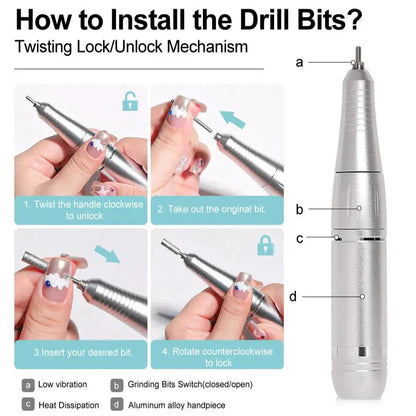 Electric Nail Drill with LED Display, 45,000 RPM