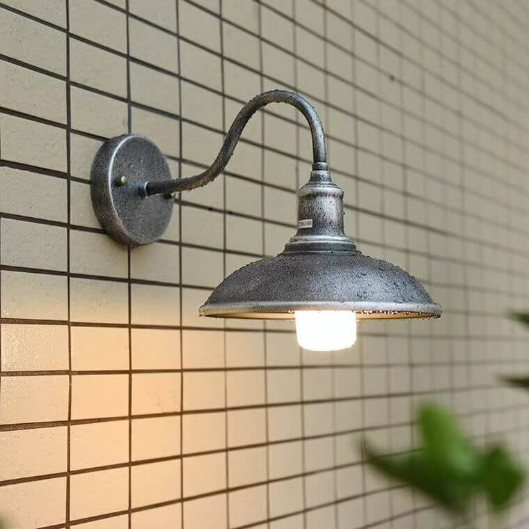 Traditional Iron 1-Light Dome Outdoor Wall Sconce Lamp