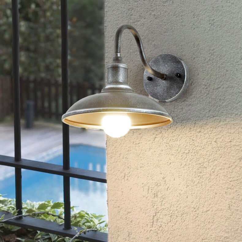 Traditional Iron 1-Light Dome Outdoor Wall Sconce Lamp