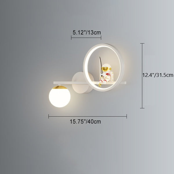 Deco Astronaut Round Orb Acrylic Iron LED Wall Sconce Lamp