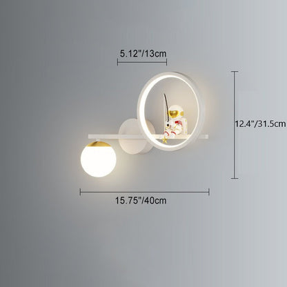 Deco Astronaut Round Orb Acrylic Iron LED Wall Sconce Lamp