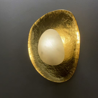 Traditional Round Copper Marble LED Wall Sconce Lamp