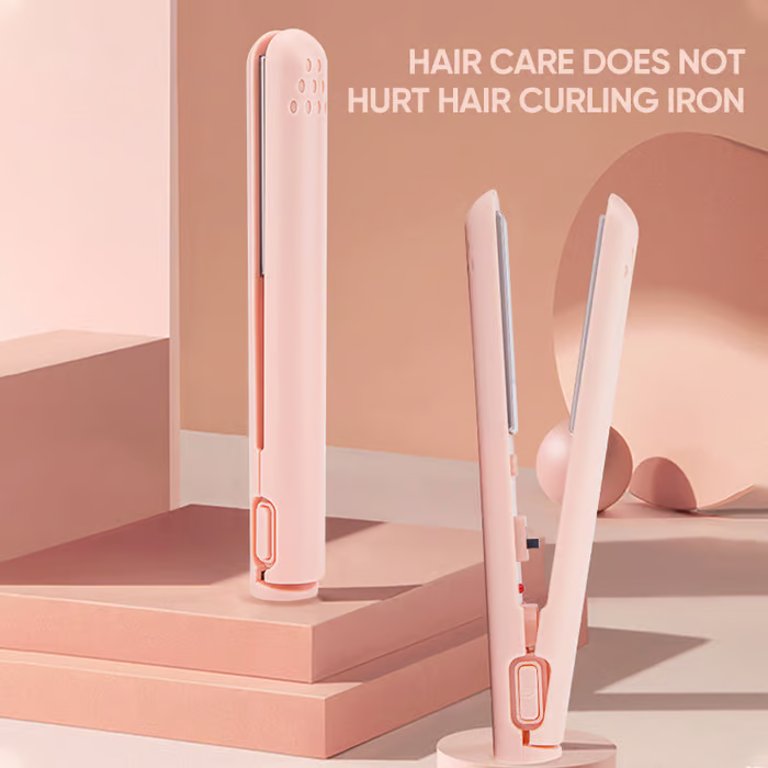 Portable Hair Straightener & Curler, Ceramic Plates