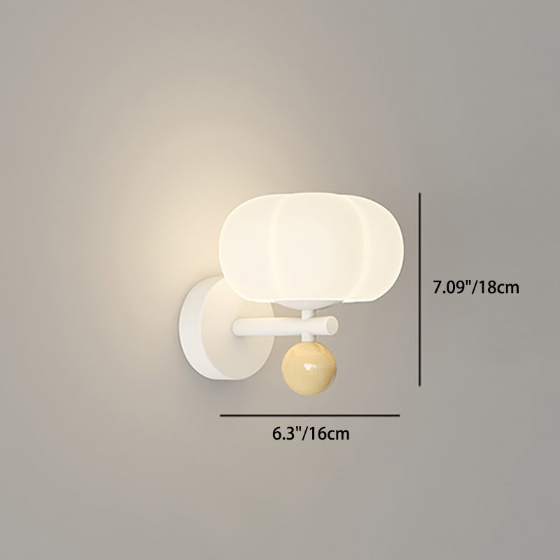 Nordic Cream Pumpkin PE Shade Iron 1-Light Wall Sconce Lamp