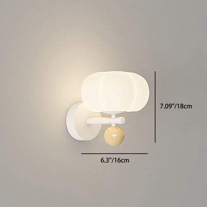 Nordic Cream Pumpkin PE Shade Iron 1-Light Wall Sconce Lamp