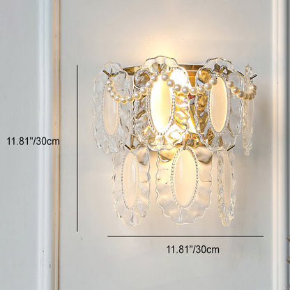 Gold Pearl Water Grain Glass Sheet 2-Light Wall Sconce Lamp