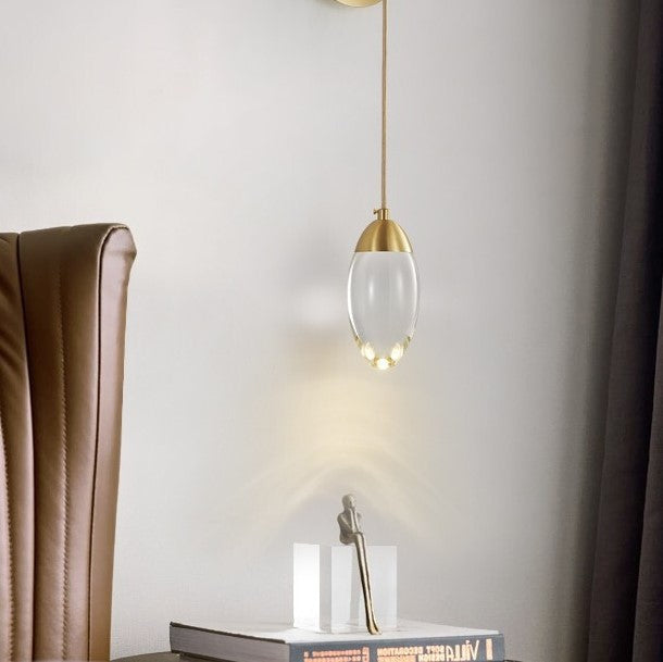 Copper Crystal Oval Waterdrop Design LED Wall Sconce Lamp