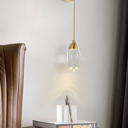 Copper Crystal Oval Waterdrop Design LED Wall Sconce Lamp