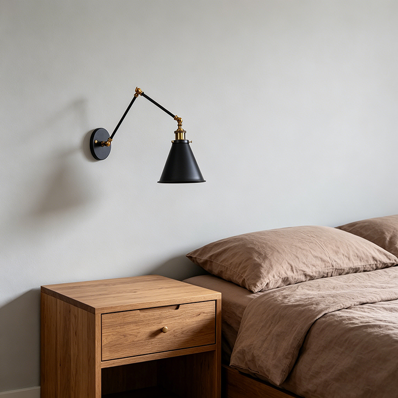 Aluminum Zinc Iron Cone Swing Arm 1-Light Wall Sconce Lamp