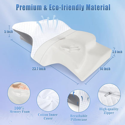 Memory Foam Contour Neck Pillow, Washable Cover