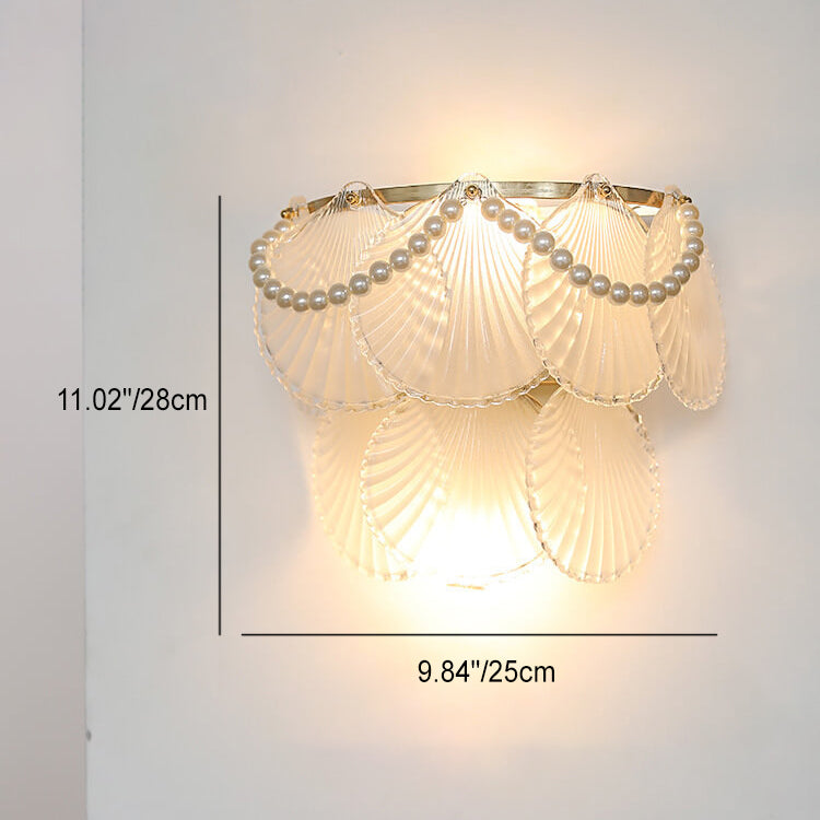 Gold Pearl Water Grain Glass Sheet 2-Light Wall Sconce Lamp