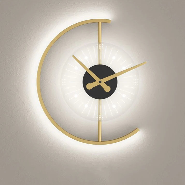 Nordic Iron Acrylic Clock Design LED Wall Sconce Lamp