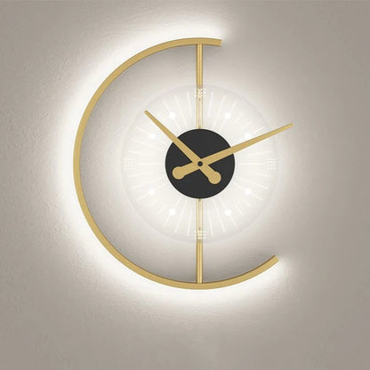 Nordic Iron Acrylic Clock Design LED Wall Sconce Lamp