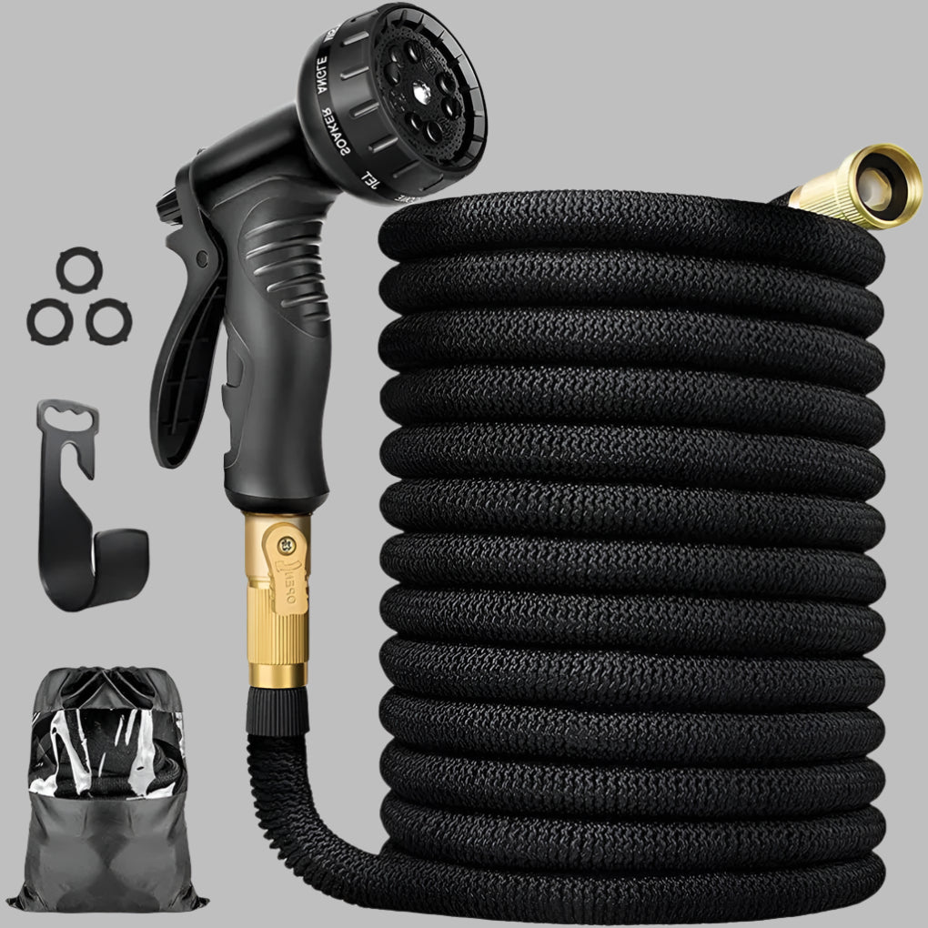 100 Ft Expandable Garden Hose, Brass Connectors