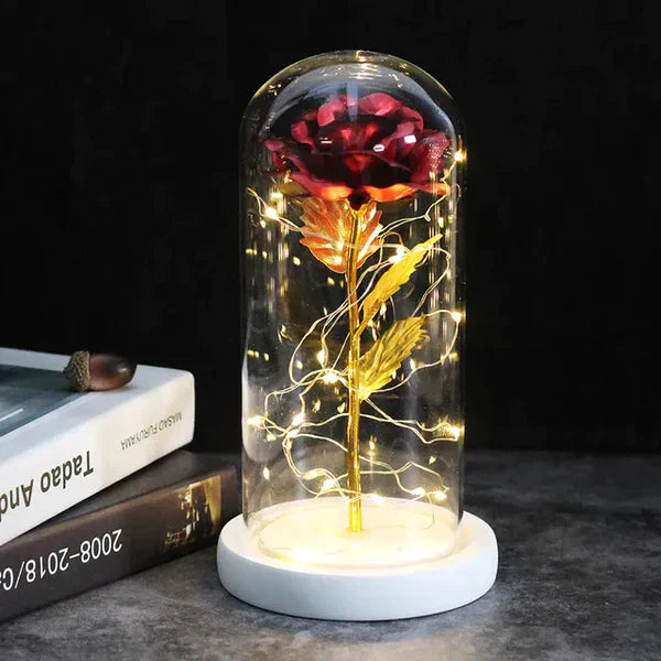 Preserved Rose with LED Glass Dome Display