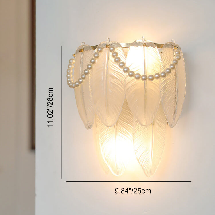 Gold Pearl Water Grain Glass Sheet 2-Light Wall Sconce Lamp