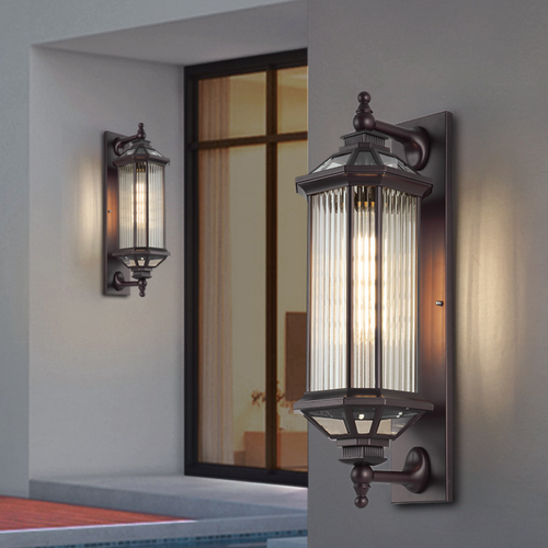 Octagonal Glass Aluminum 1-Light Wall Sconce Lamp