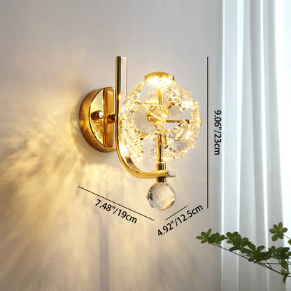 Metal Steel Crystal Ball Cylinder 1-Light Wall Sconce Lamp