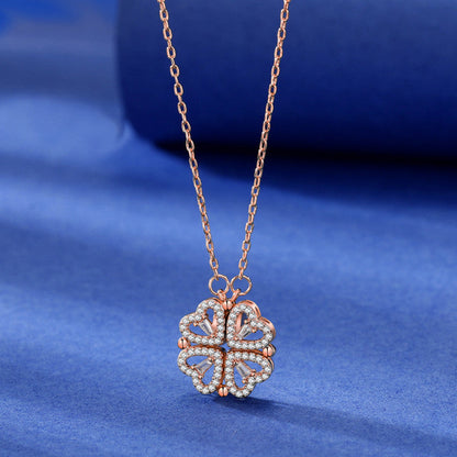 Four Heart Clover Pendant Necklace