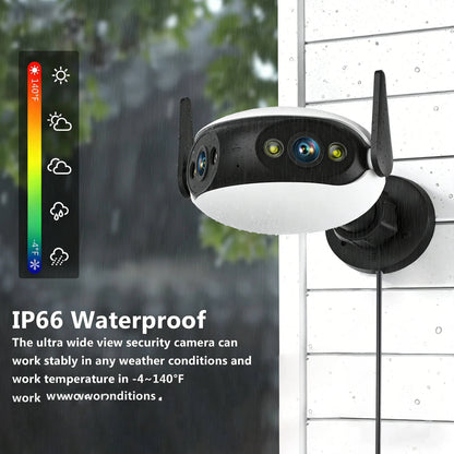 4K 8MP Outdoor WiFi Security Camera, 180 View