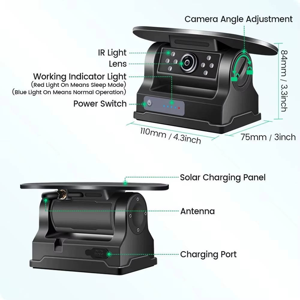 Wireless Solar Backup Camera Kit, HD 1080P