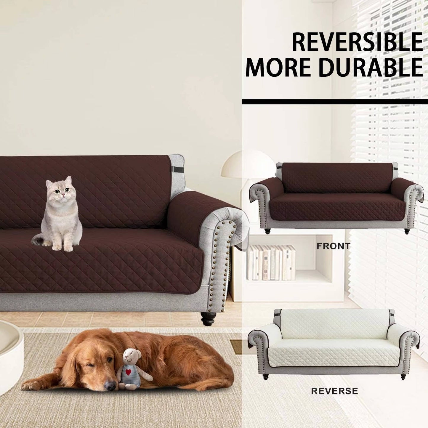 Reversible Sofa Cover for 3 Cushion Couch