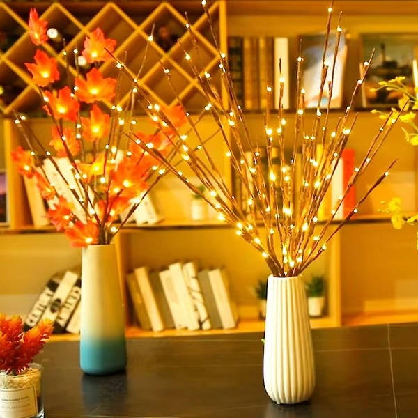 3 Pack USB Prelit Twig Lights, 60 LED Warm Glow