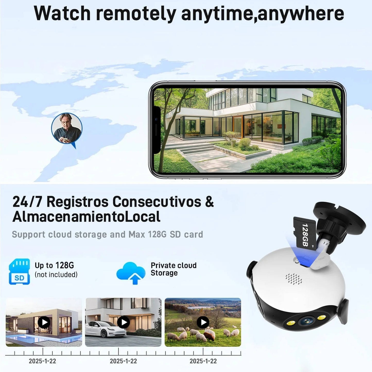 4K 8MP Outdoor WiFi Security Camera, 180 View