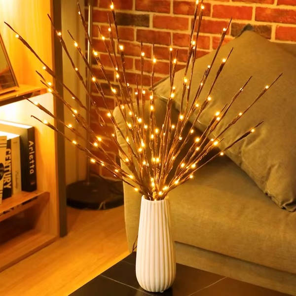 3 Pack USB Prelit Twig Lights, 60 LED Warm Glow