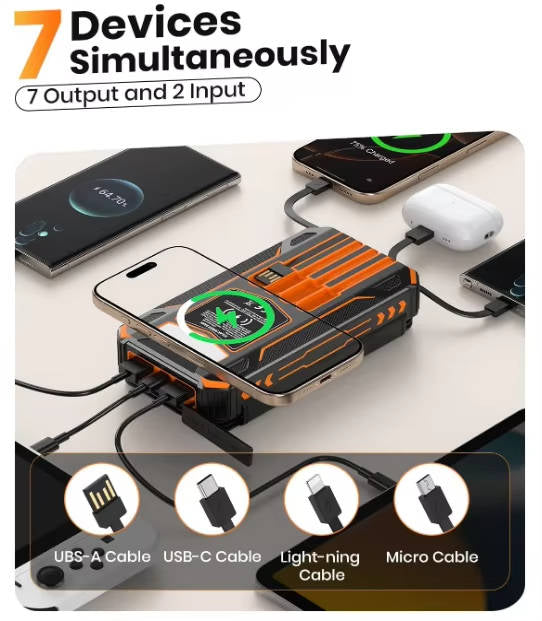 48000mAh Solar Power Bank, 15W Wireless Charger