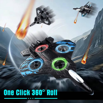 RC Jet Plane Toy with LED Lights & 360° Stunt Flips