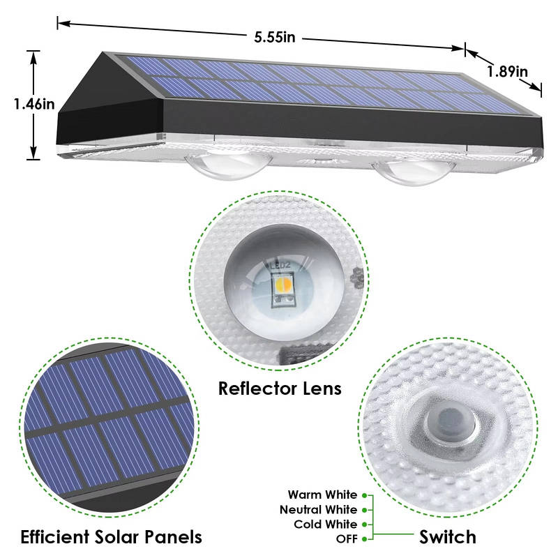 Solar LED Fence Lights, Waterproof Outdoor Deck Lights