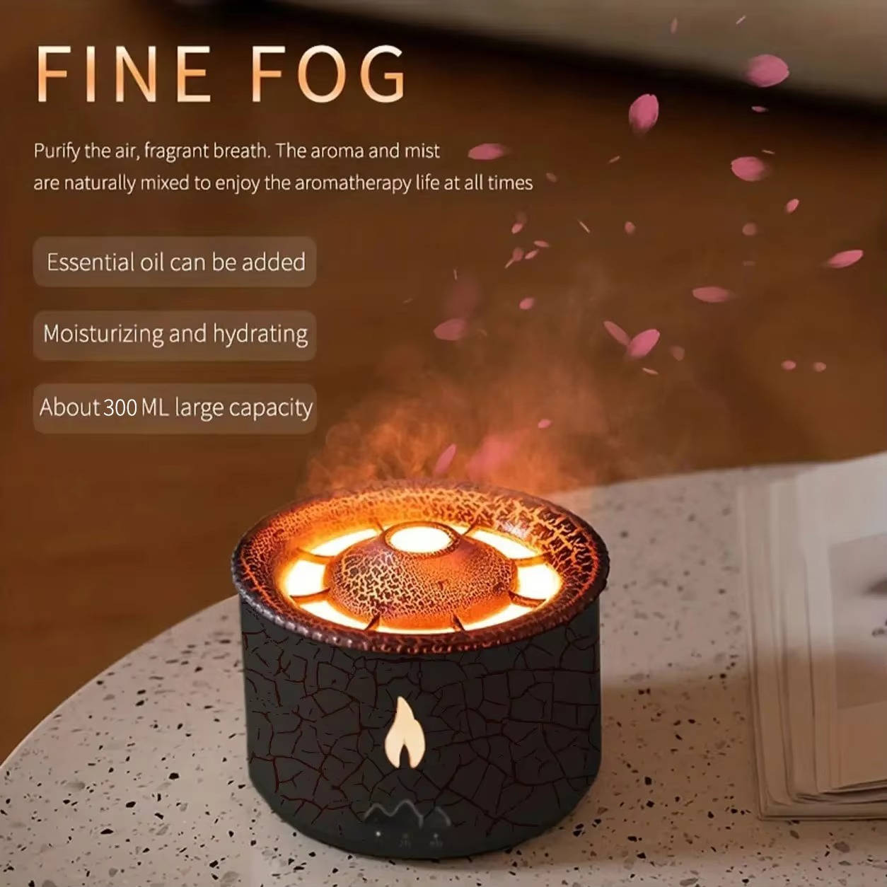 Volcano Aromatherapy Oil Diffuser with Night Light